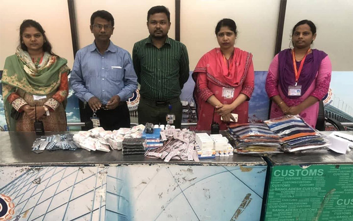 শাহজালালে বিপুল পরিমাণ বিদেশি ওষুধ জব্দ