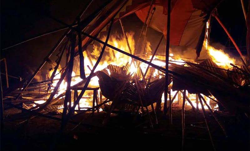 সরিষাবাড়ীতে জুয়ার মঞ্চ ও প্যান্ডেল পুড়িয়ে ধ্বংস