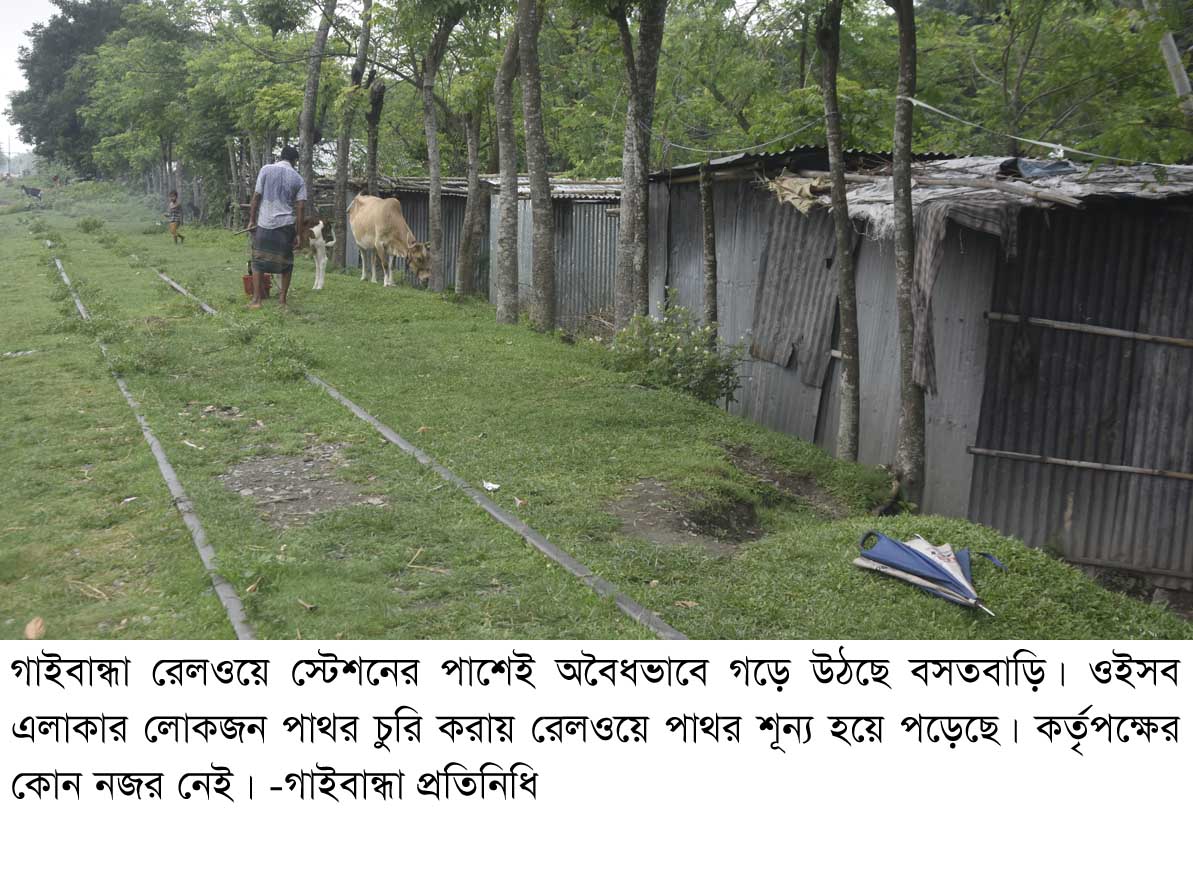 উধাও হয়ে যাচ্ছে রেল লাইনের পাথর ॥ ঝুঁকির মধ্যে পড়ছে রেল চলাচল॥ রেল কর্তৃপক্ষের নজর নেই