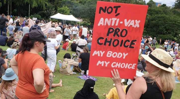 বাধ্যতামূলক করোনা টিকার বিরুদ্ধে অস্ট্রেলিয়ায় বিক্ষোভ